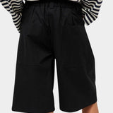 No.6 Mick Short in black cotton ripstop bermuda shorts close up back view with patch pocket detail