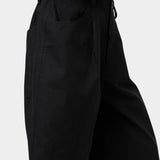 No.6 Mick Short in black cotton ripstop bermuda shorts side detail showing pocket and zip fly construction