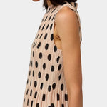 No.6 Rae Top cream black dot sleeveless pleated top side view