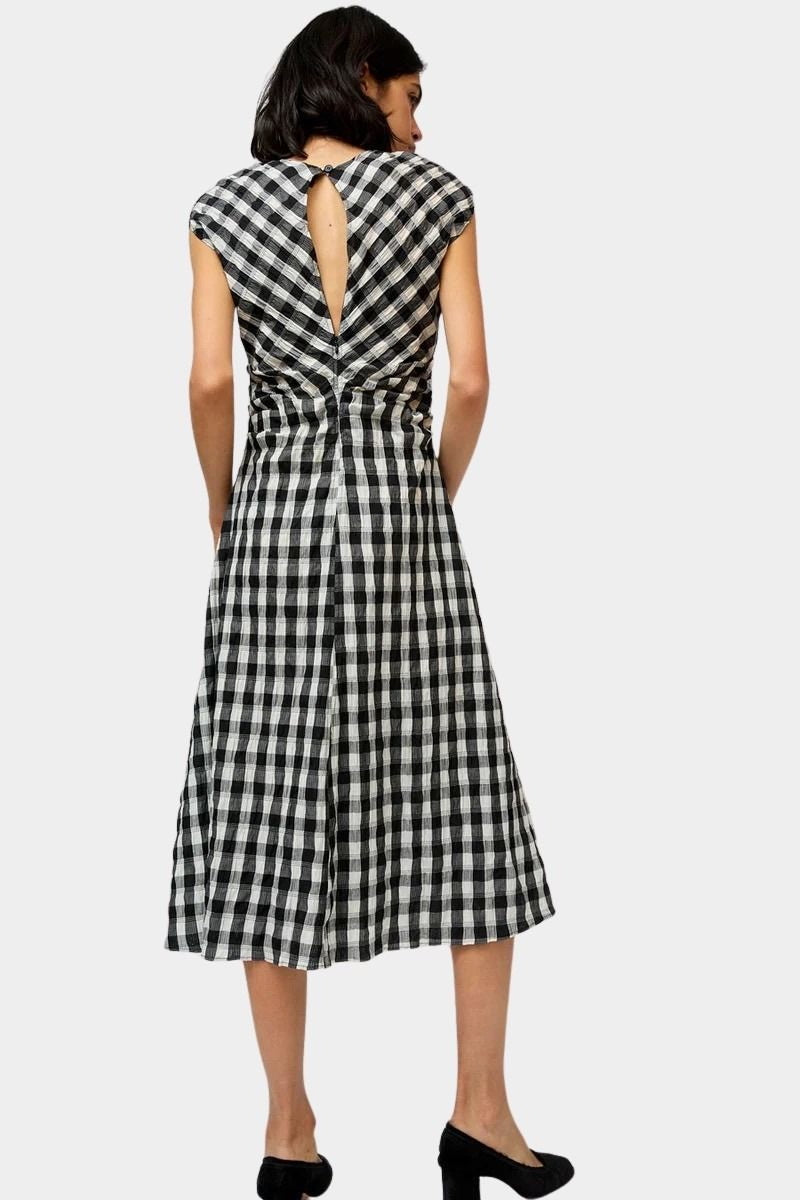No.6 Rochelle Dress black white gingham with keyhole back detail