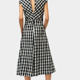 No.6 Rochelle Dress black white gingham with keyhole back detail