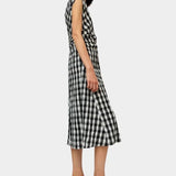 No.6 Rochelle Dress gingham midi dress with cap sleeves side profile