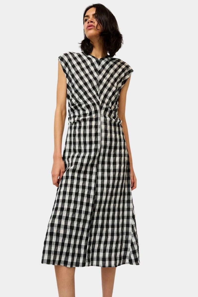 No.6 Rochelle Dress black and white gingham midi with fitted waist