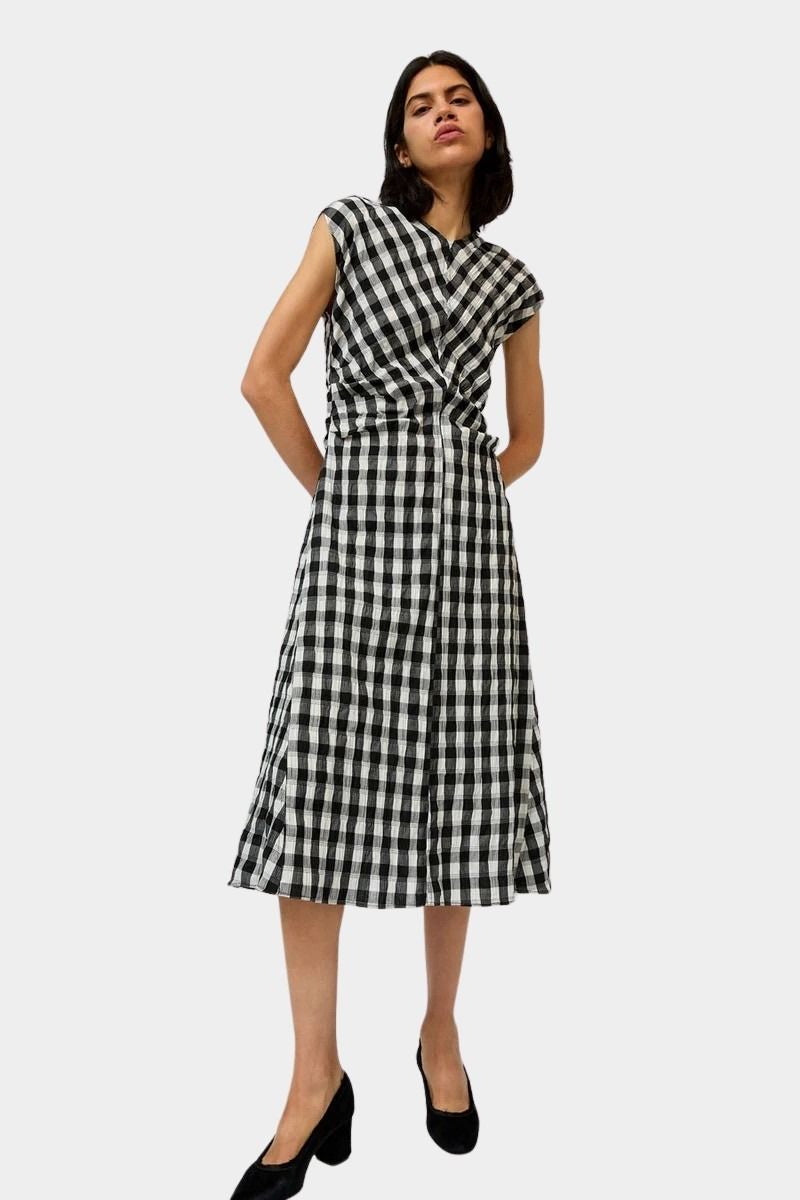 rochelle midi dress No.6 Rochelle Dress in Black and White Gingham Black and White Gingham / S