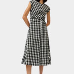 No.6 Rochelle Dress in black and white gingham cap sleeve midi dress