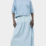 No.6 Sophia Skirt Sky with gathered midi silhouette and elastic waistband at SHOP YUCCA Denver