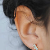 Earrings - YUCCA, amazonite offset trio stud earrings with gold plating and sterling silver posts, modern everyday jewelry.