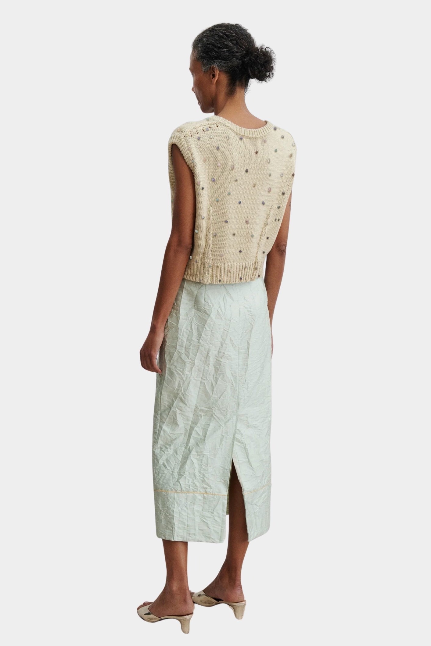 achel Comey Acrea Top dove chunky knit vest back view sleeveless sweater