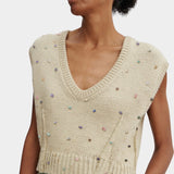 Rachel Comey Acrea Top dove hand beaded cotton knit vest cropped silhouette detail