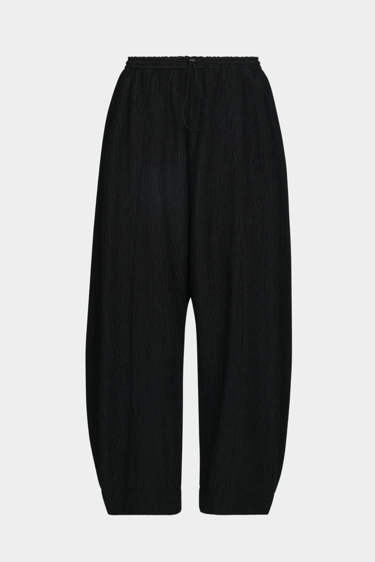 Rachel Comey Ashbolt pant in black, flat lay showing wide-leg silhouette and softly structured shape