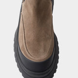 Rachel Comey Barla Boot Slate close view of suede toe and rubber bumper