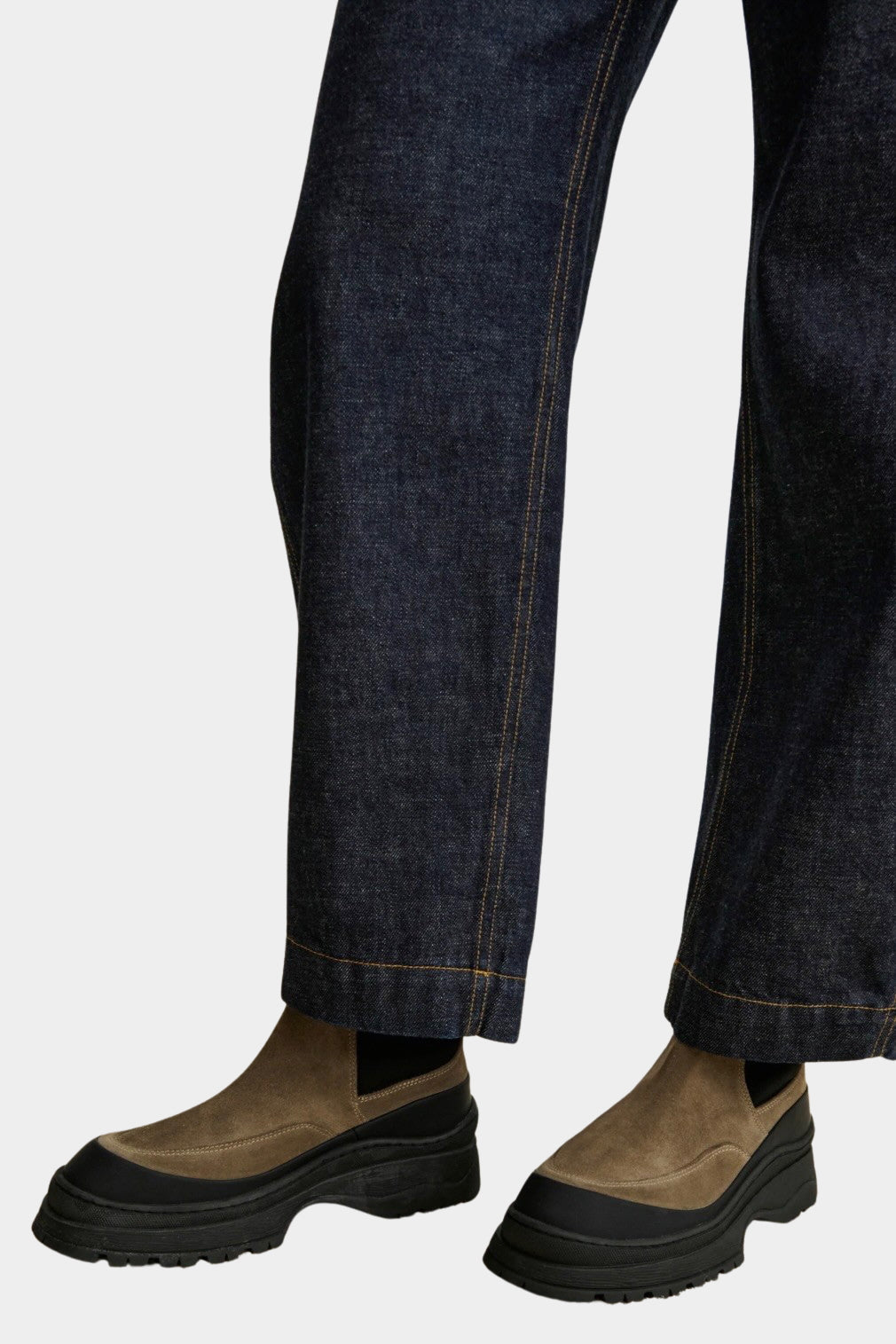 Rachel Comey Barla Boot Slate styled on foot with dark denim at YUCCA Denver