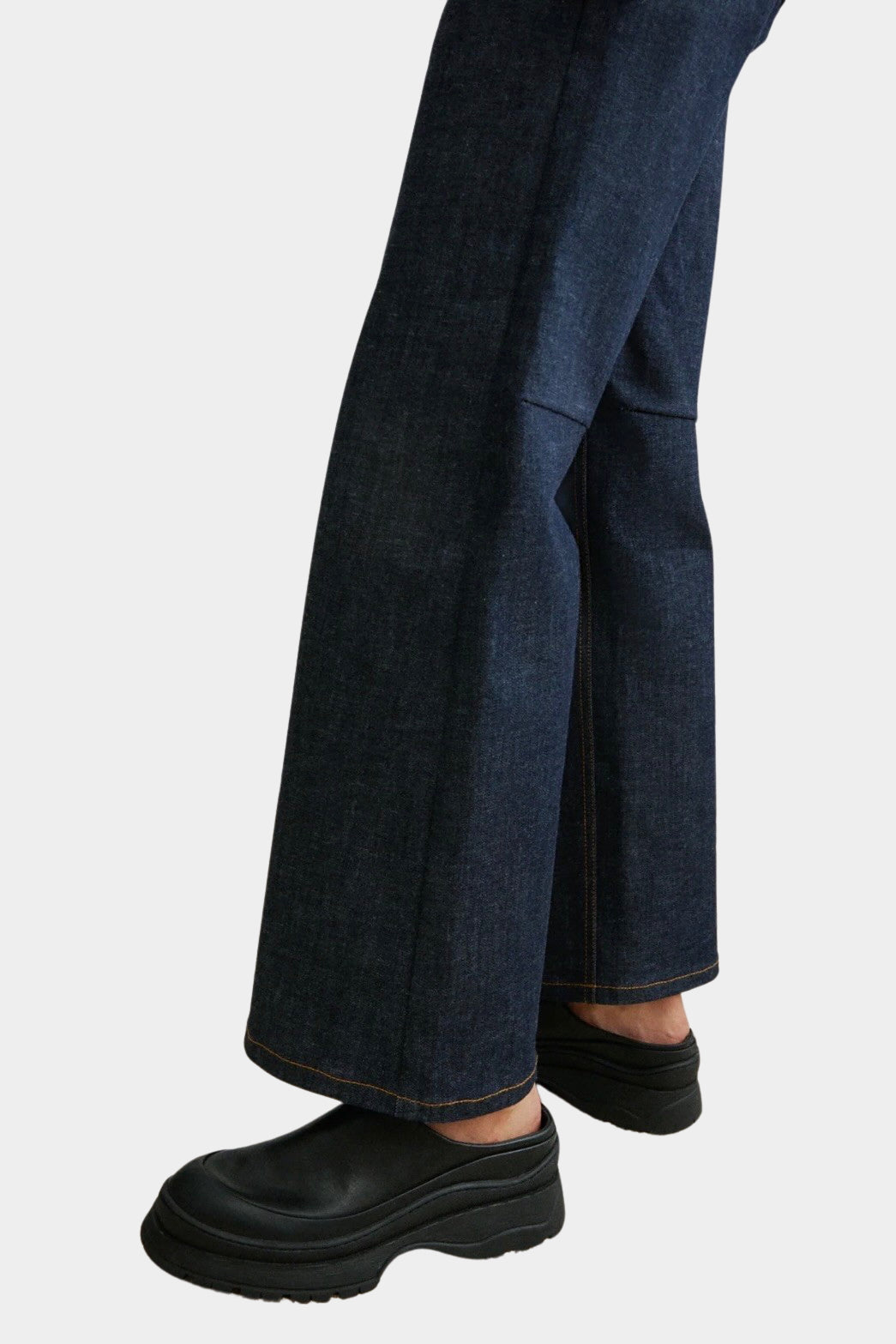 Rachel Comey Barla Mule Black side view showing open back and platform lug sole