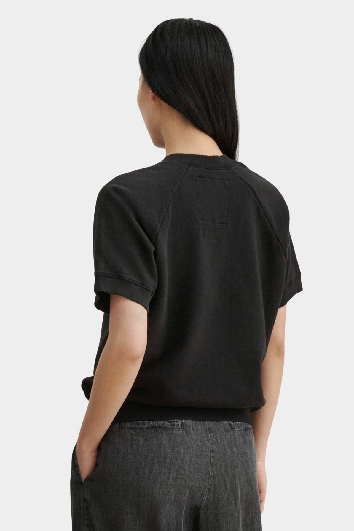 Rachel Comey Billi Sweatshirt Charcoal back view showing raglan seams