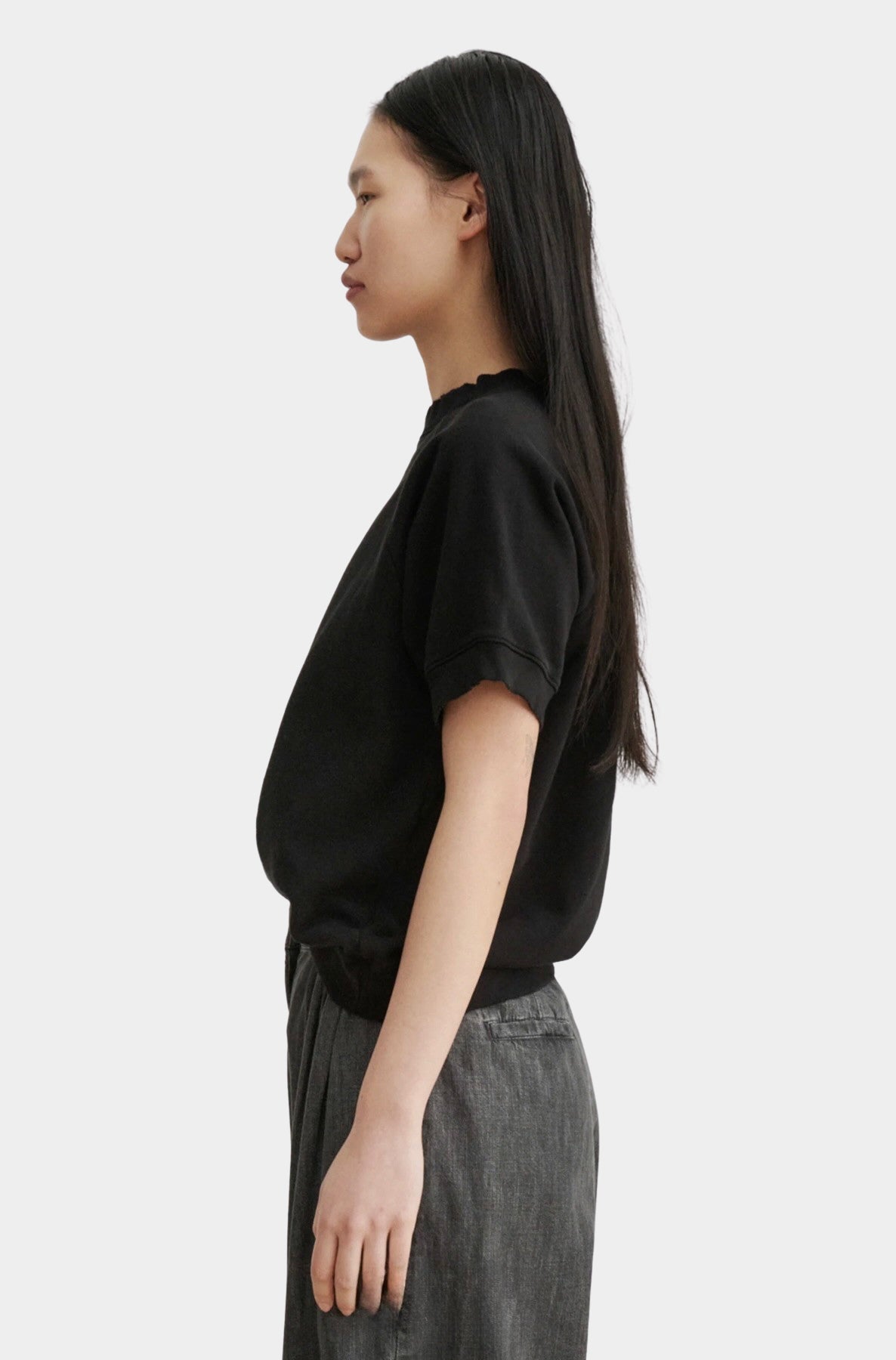 Rachel Comey Billi Sweatshirt Charcoal side view showing relaxed silhouette