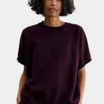 Rachel Comey Billi Sweatshirt Plum relaxed front view with tonal ribbed pants