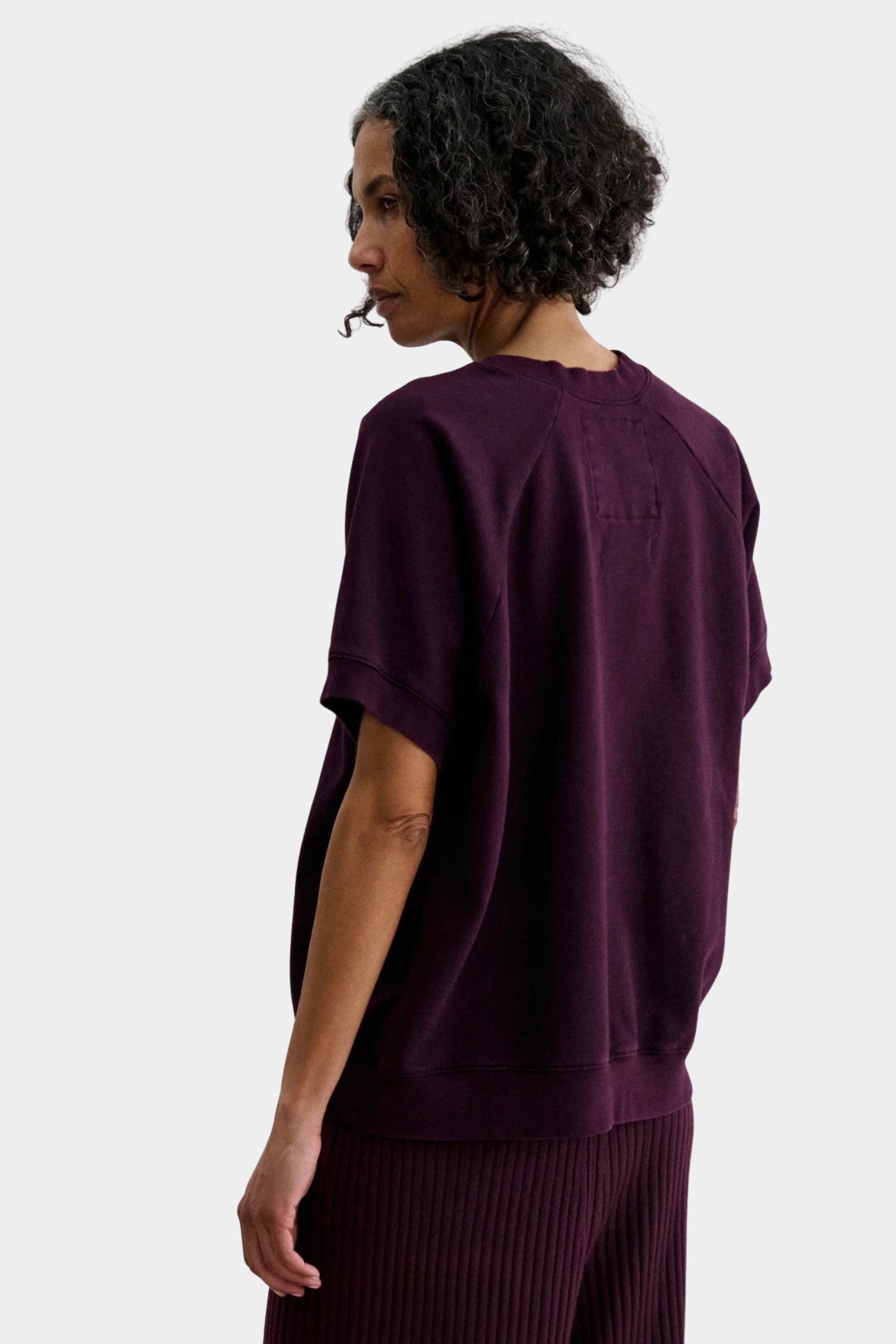 Rachel Comey Billi Sweatshirt Plum back view showing raglan construction