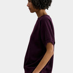 Rachel Comey Billi Sweatshirt Plum side view showing short sleeves and ribbed hem
