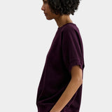Rachel Comey Billi Sweatshirt Plum side view showing short sleeves and ribbed hem