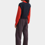 Rachel Comey Corsa Top navy cotton knit vest back view ribbed hem