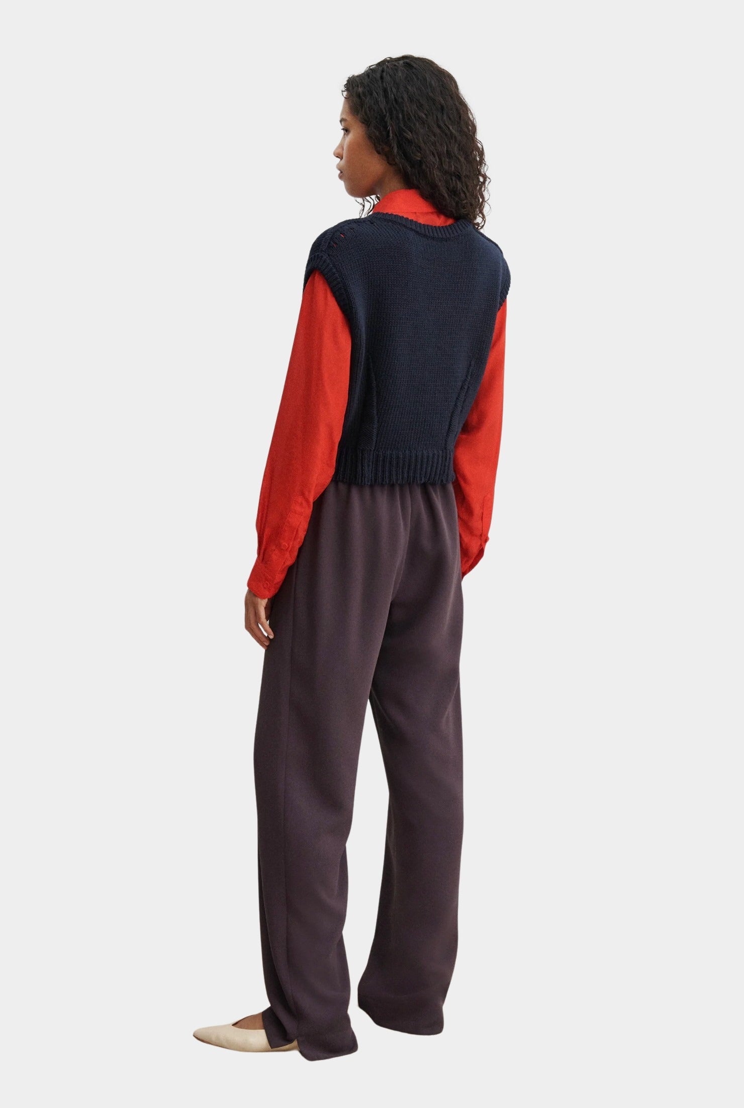 Rachel Comey Corsa Top navy cotton knit vest back view ribbed hem