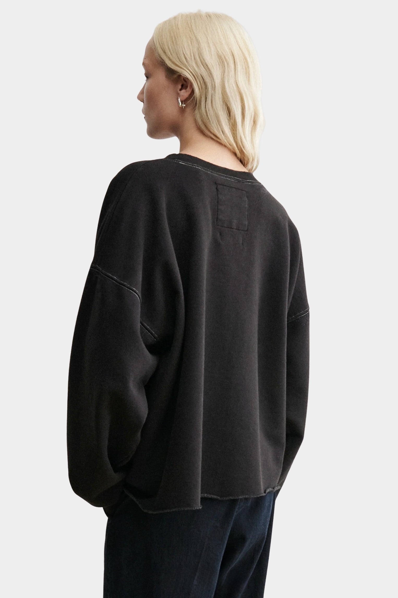 Rachel Comey Fonder Sweatshirt Charcoal back view showing relaxed shape and patch detail