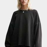 Rachel Comey Fonder Sweatshirt Charcoal front view with contrast stitching and voluminous sleeves