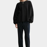 Rachel Comey Fonder Sweatshirt Charcoal front view with oversized fit and raw edge hem at YUCCA Denver