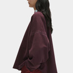 Rachel Comey Fonder Sweatshirt Plum side view showing dropped shoulder and relaxed silhouette