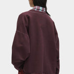 Rachel Comey Fonder Sweatshirt Plum back view showing oversized fit and raw hem