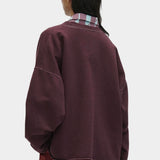 Rachel Comey Fonder Sweatshirt Plum back view showing oversized fit and raw hem
