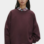Rachel Comey Fonder Sweatshirt Plum oversized crewneck with drop shoulders and raw hem