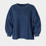 Rachel Comey Fond Sweatshirt in Indigo with oversized fit, balloon sleeves and washed finish at YUCCA Denver.