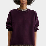 Rachel Comey Fond Sweatshirt Plum front view with oversized fit and raw edge hem at YUCCA Denver