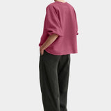 Rachel Comey Fond sweatshirt rose back view relaxed oversized cotton sweatshirt