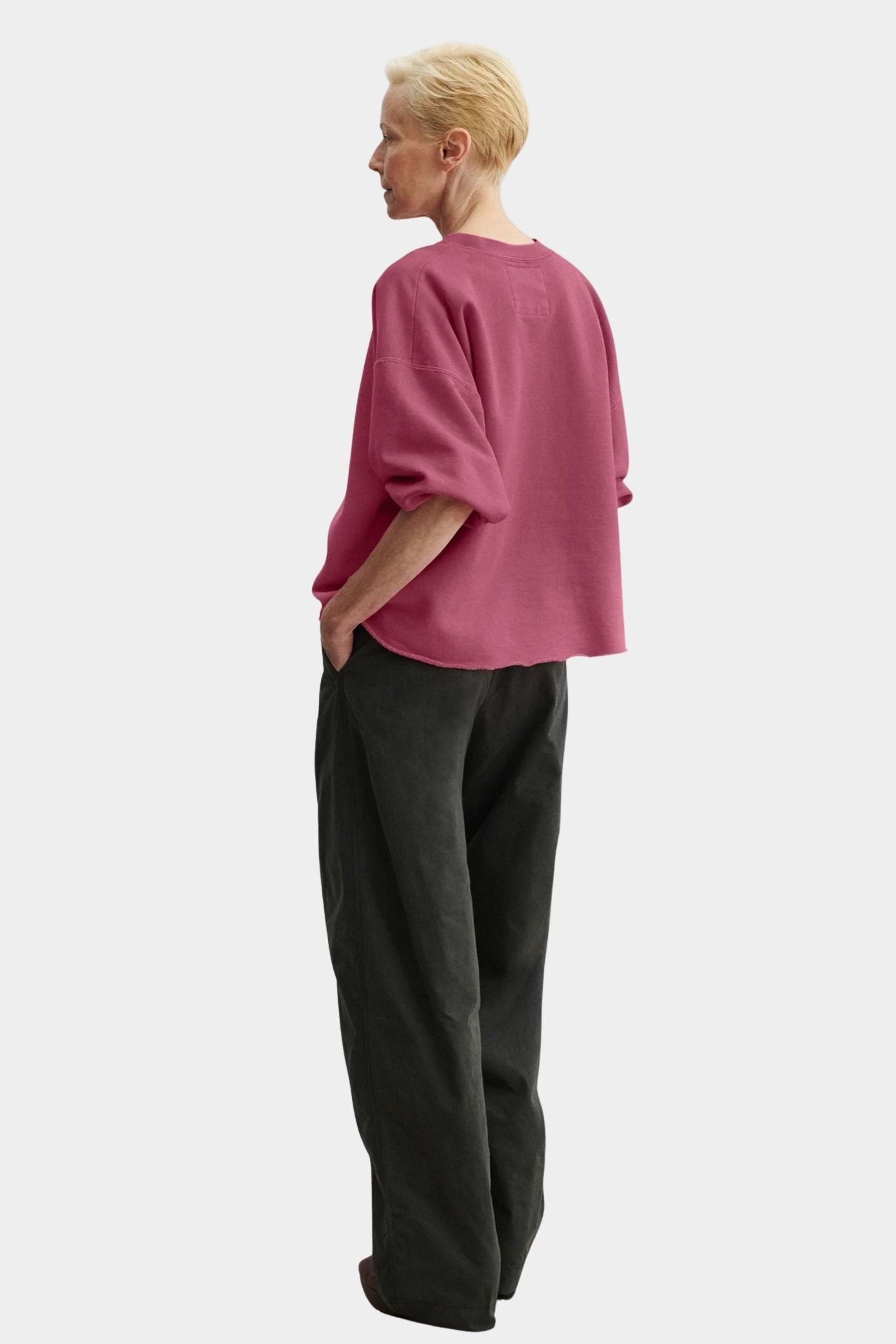 Rachel Comey Fond sweatshirt rose back view relaxed oversized cotton sweatshirt