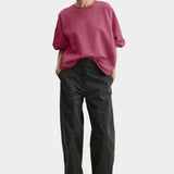 Rachel Comey Fond sweatshirt rose front view relaxed crewneck cotton sweatshirt