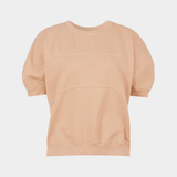 Rachel Comey Football Sweatshirt in Melon cotton with puff sleeves.