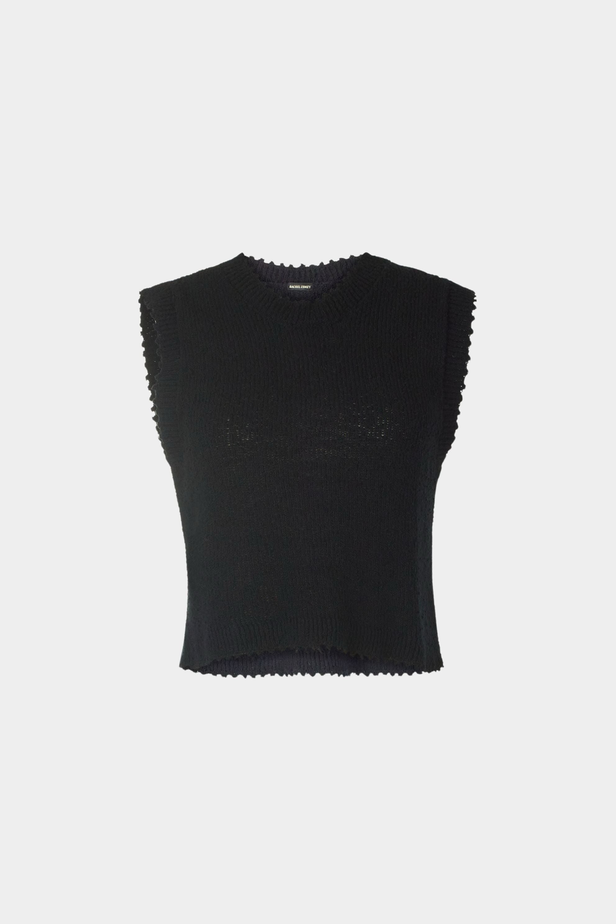 Rachel Comey Relent Top Black sleeveless textured knit tank flat lay