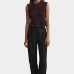 Rachel Comey Relent Top in Brown styled on model with tailored trousers at YUCCA Denver