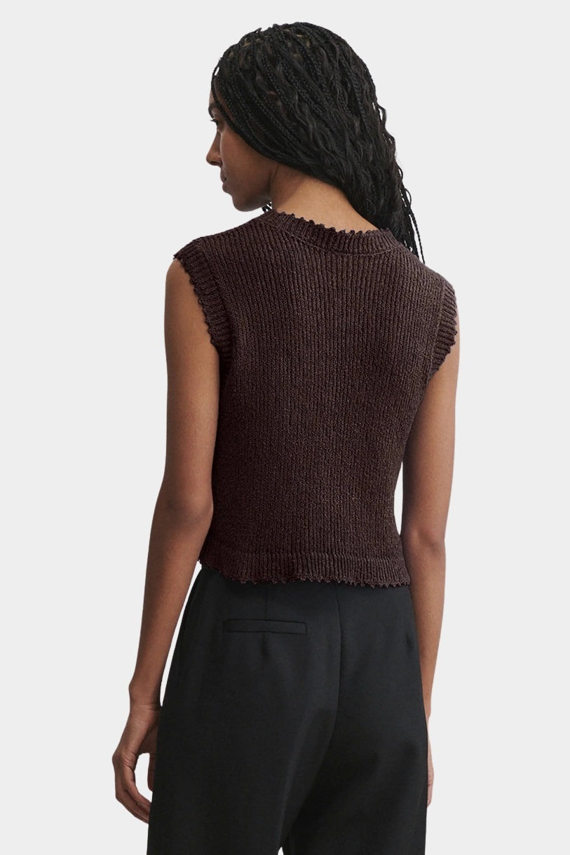 Rachel Comey Relent Top in Brown back view showcasing the hand knit texture