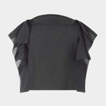 Rachel Comey Rivera top in black with sculptural draped silhouette, sleeveless design, and folded boatneck neckline, flat lay