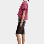 Rachel Comey Stanza sweatshirt rose side view rolled cuff sleeve relaxed silhouette