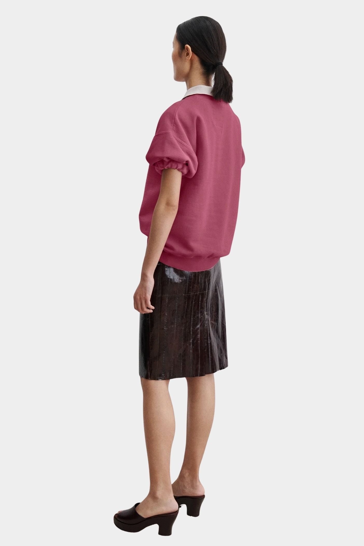 Rachel Comey Stanza sweatshirt rose back view short sleeve sweatshirt