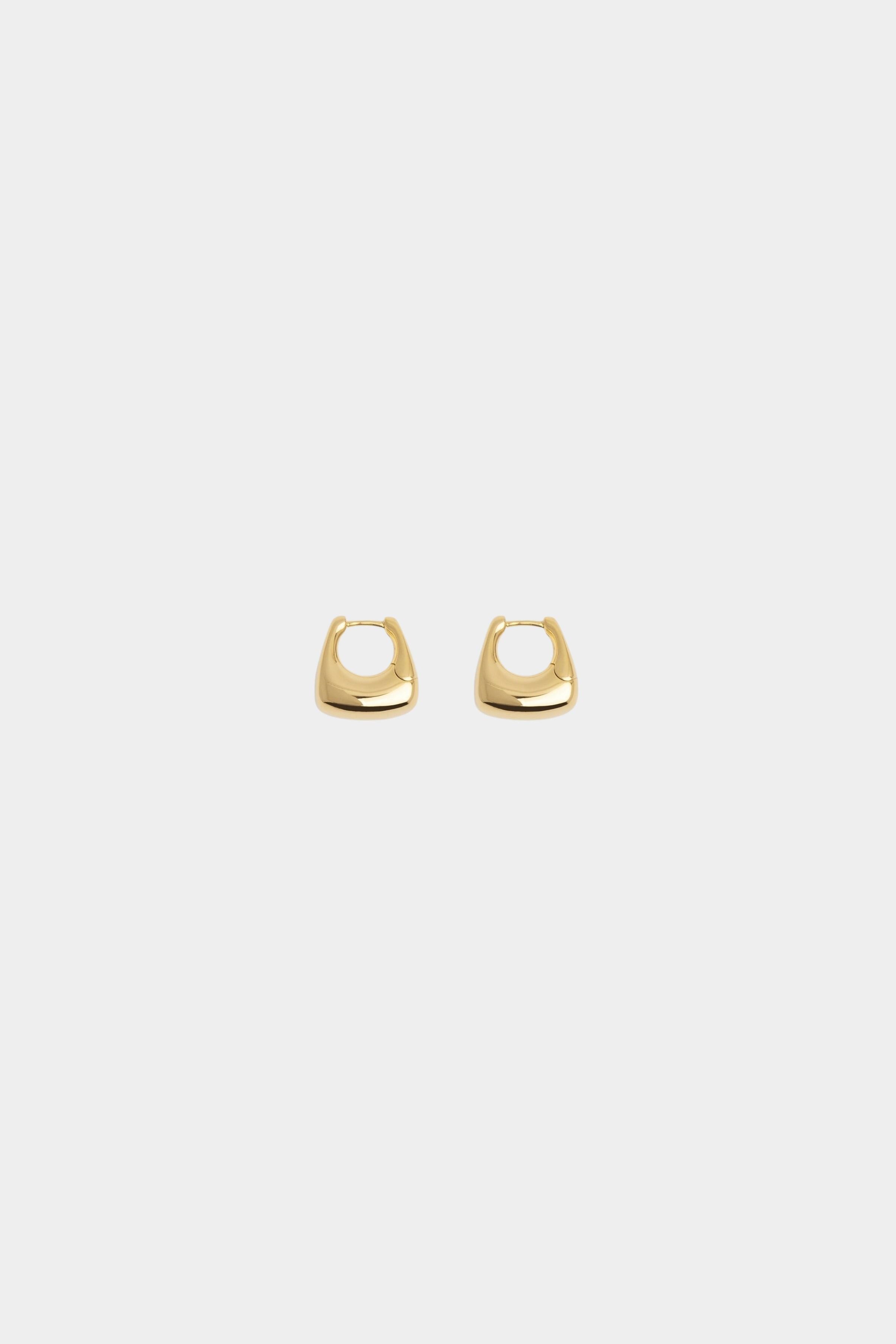 RAGBAG Studio Datura Hoops in Gold, softly squared 18k gold plated earrings at YUCCA Denver