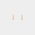RAGBAG Studio Oda Mini Hoops in Gold with five cubic zirconia stones set along each petite earring