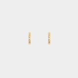 RAGBAG Studio Oda Mini Hoops in Gold with five cubic zirconia stones set along each petite earring