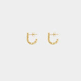 Side view of Odette gold plated sterling silver earrings showing the curved hook shape and polished finish