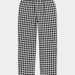 Rita Row Cep Pants black gingham cotton straight leg pants with elastic waistband full length front view