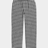 Rita Row Cep Pants black gingham cotton straight leg pants with elastic waistband full length front view